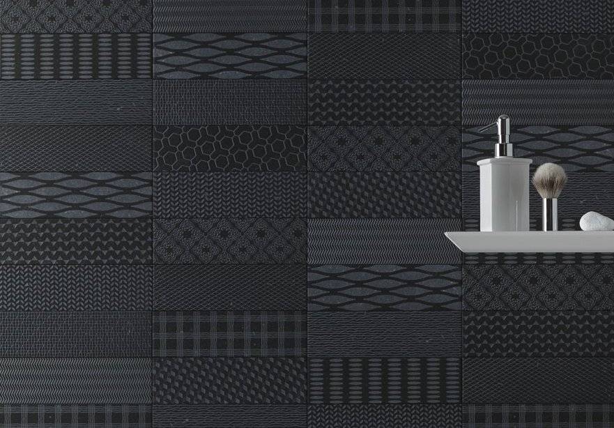 Mur en carreaux Grès Cérame Ying & Yang Noir