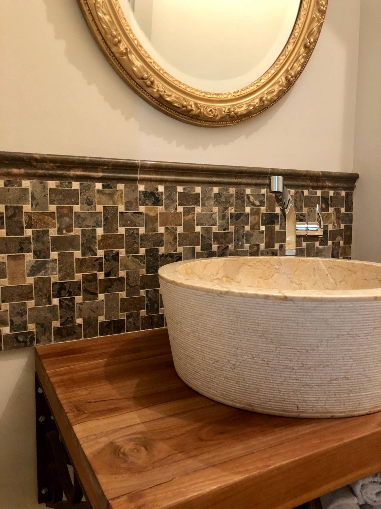 Mosaïques Marbre Noir, Blanc & Beige