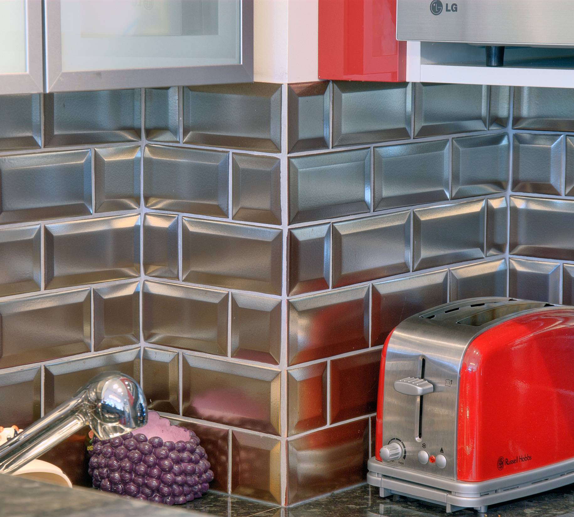 Crédence de cuisine en carrelage Metro métallique Chrome