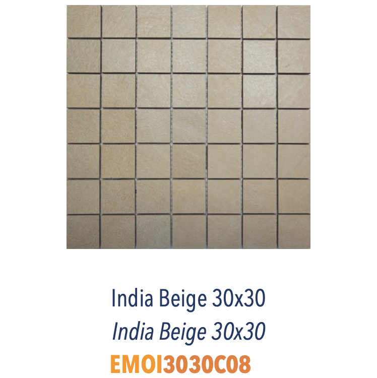 Mosaïque en grès cérame pleine masse très résistant et antidérapant pour usage sol et mur Carrés beiges