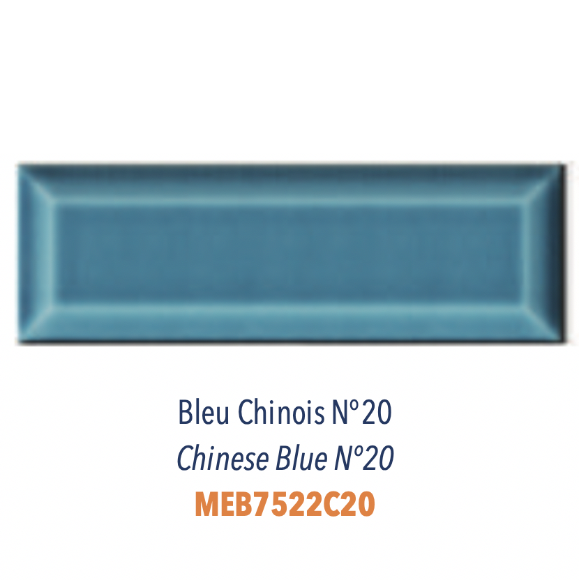 Carreau Metro Biseauté Allongé Bleu Chinois