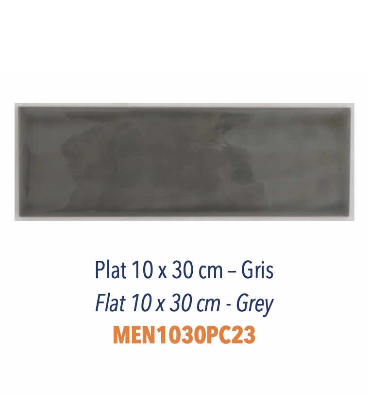 Carreaux plat de Faïence 10 x 30 cm Gris