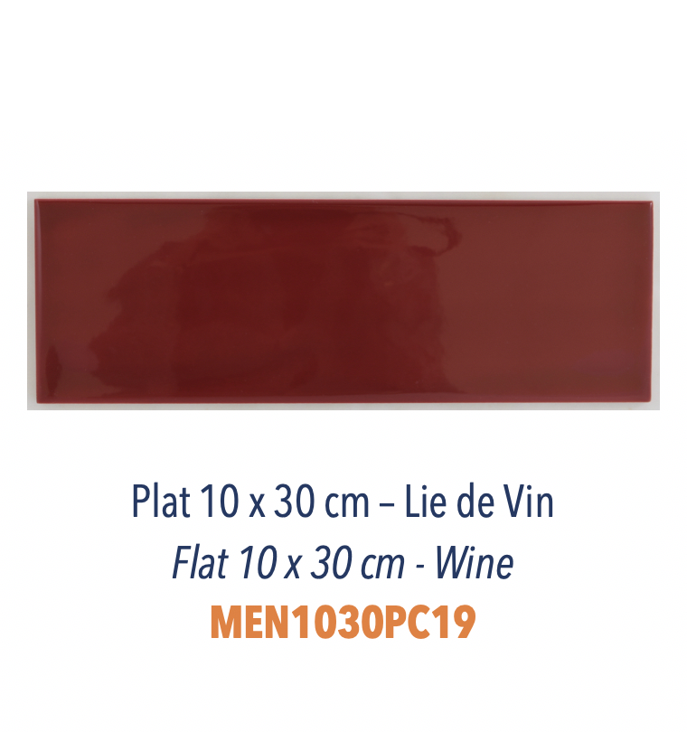 Carreaux plat de Faïence 10 x 30 cm Lie de Vin