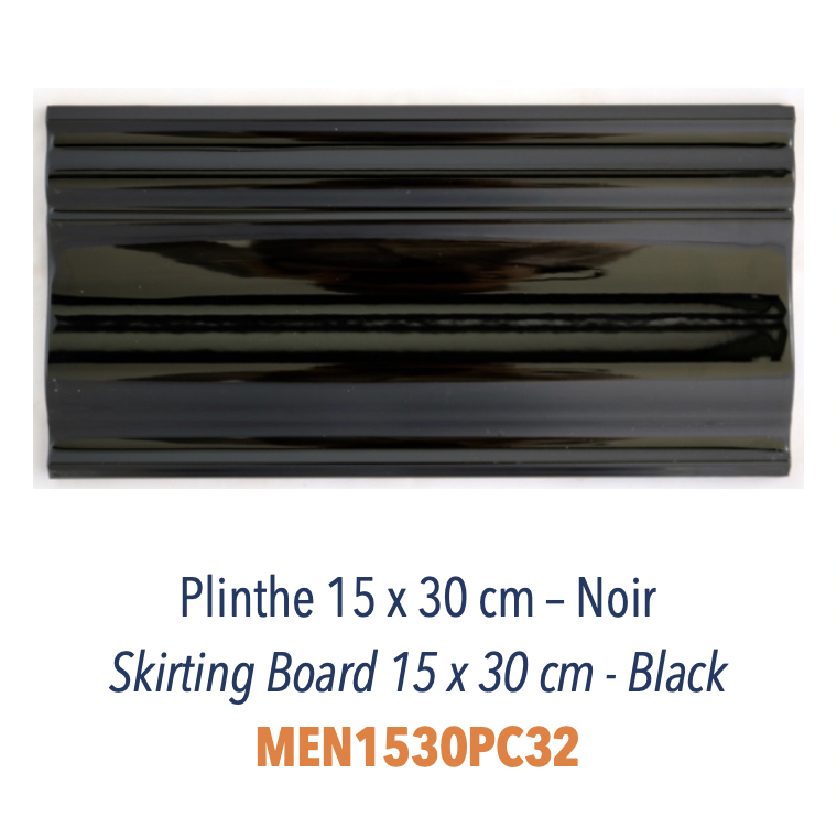 Plinthe pour bas de mur 15 x 30 cm Céramique Noir