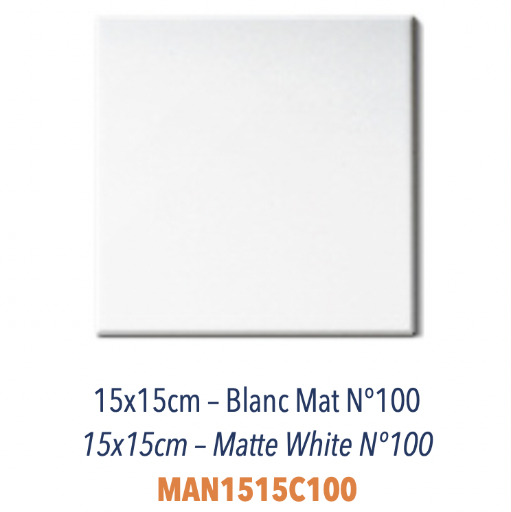 Carreau en céramique faience plat Finition matte Gris Perle Carreau en céramique faience plat Finition matte 15 x 15 cm Blanc