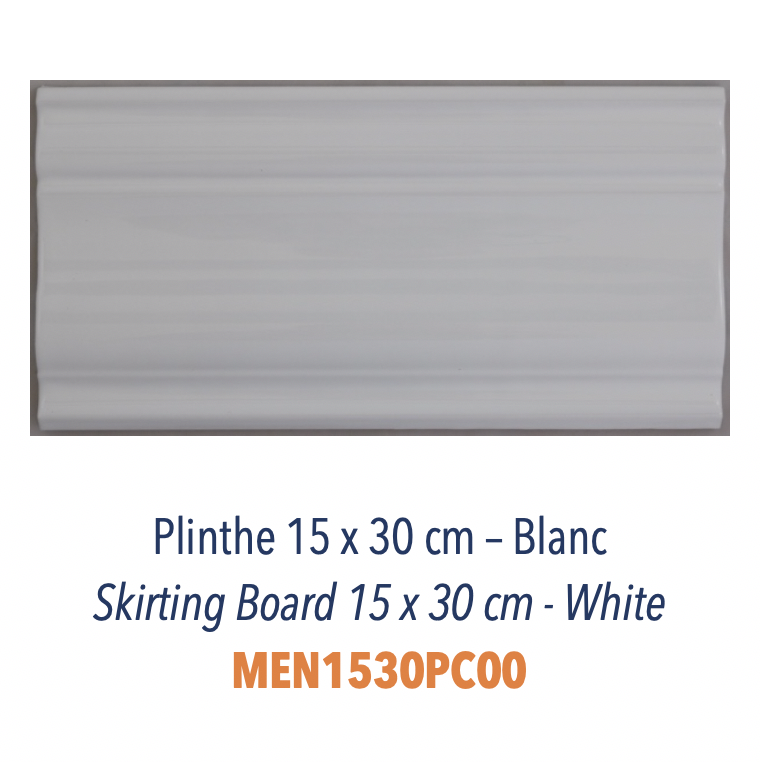 Plinthe pour bas de mur 15 x 30 cm Céramique Blanc