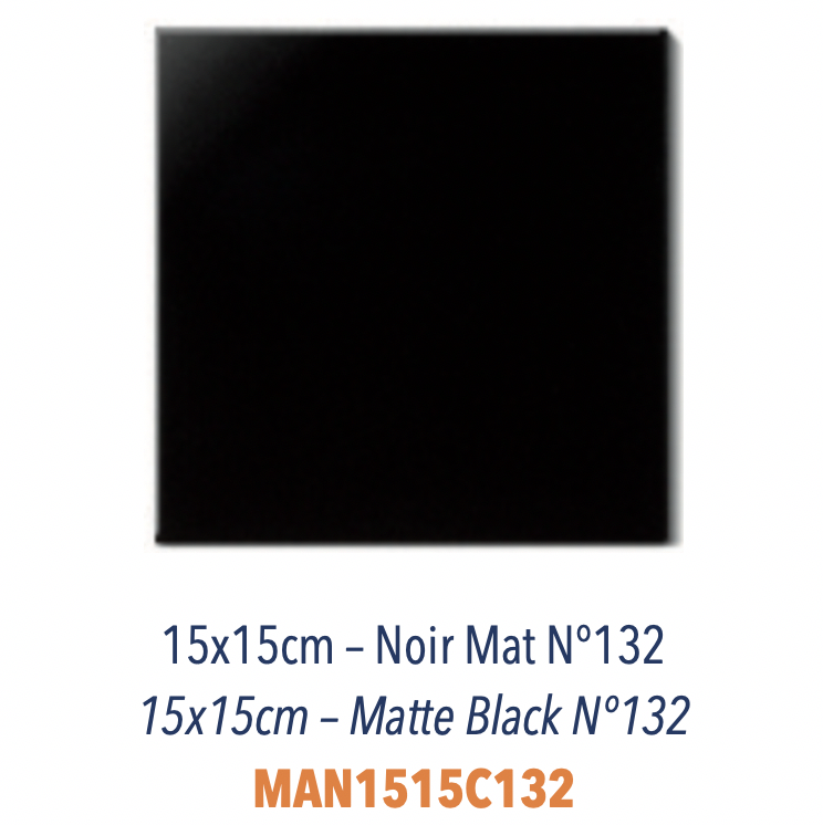 Carreau en céramique faience plat Finition matte Gris Perle Carreau en céramique faience plat Finition matte 15 x 15 cm Noir
