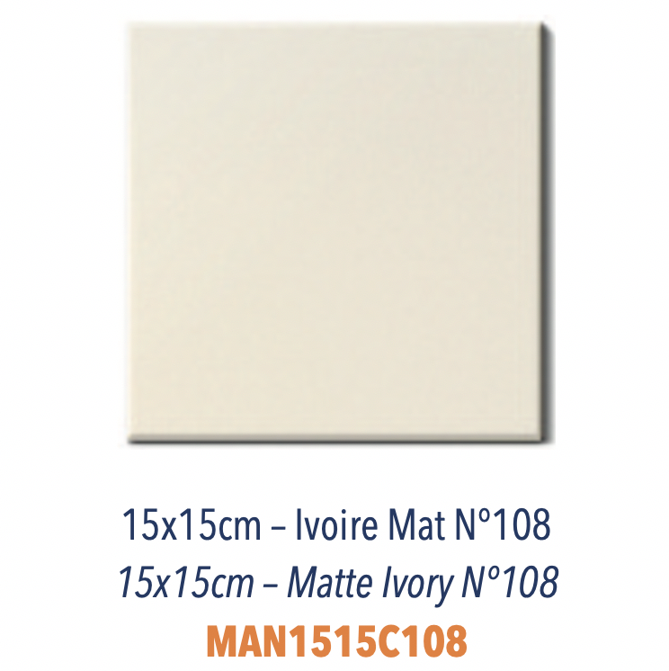 Carreau en céramique faience plat Finition matte Gris Perle Carreau en céramique faience plat Finition matte 15 x 15 cm Ivoire