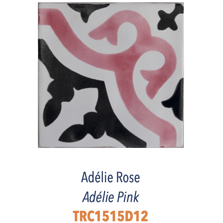 Carreau de faience émaillée sérigraphie à la main décor provencal typique Adélie Rose