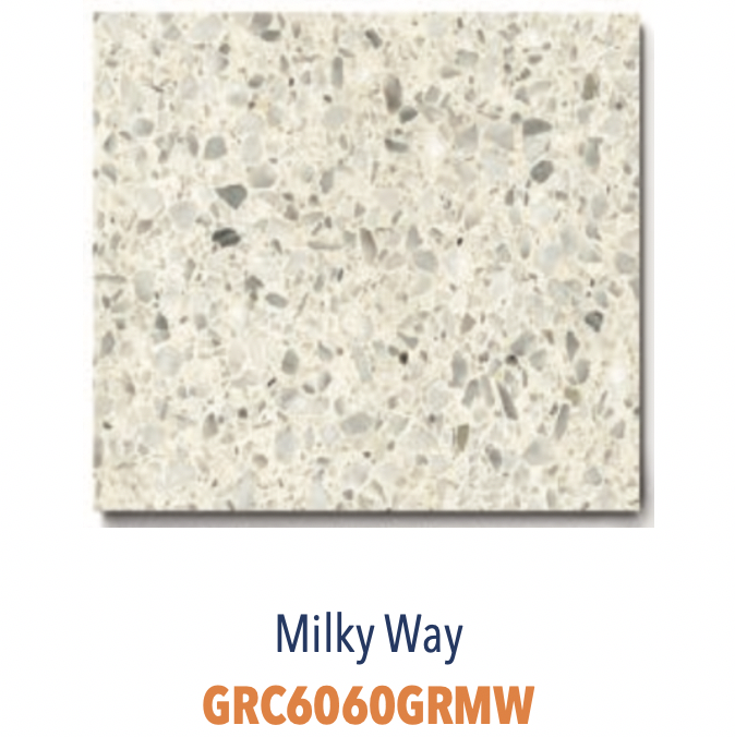 Carreau de Granito Terrazzo 60 x 60 cm extrêmement solide pour usage intérieur et extérieur Milky Way Blanc