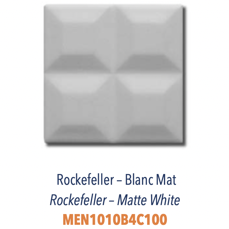 Carreau Rockfeller 3D avec 4 carreaux biseautés Blanc Mat