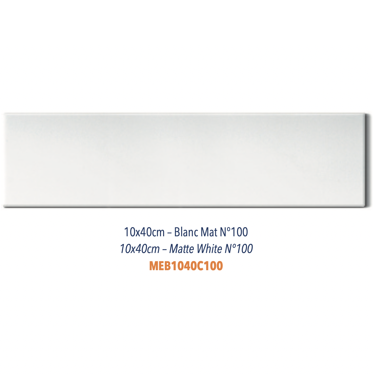 Carreau en céramique faience plat Finition matte Gris Perle Carreau en céramique faience plat Finition matte 10 x 40 cm Blanc