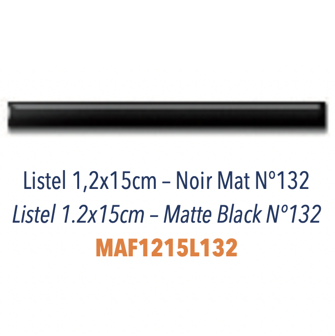 Pièce de finition Listel en céramique Noir Mat