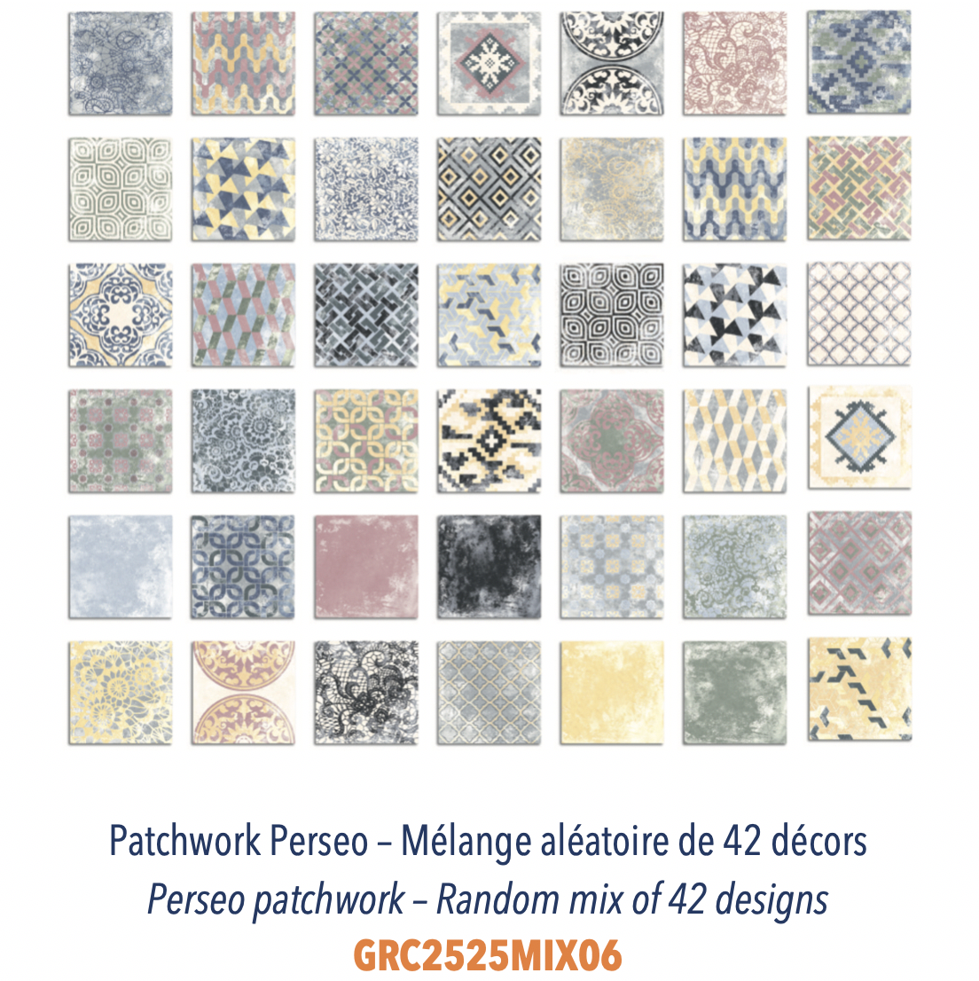 Carreau en grès cérame pour sol et mur à poser en patchwork très résistant et facile d'entretien Perséo