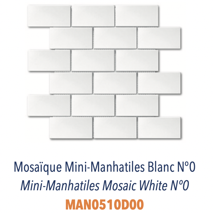 Mosaïque de mini-carreaux plats en faience émaillée Blanc Brillant