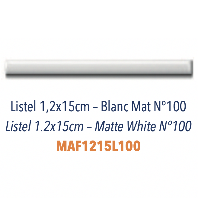 Pièce de finition Listel en céramique Blanc Mat