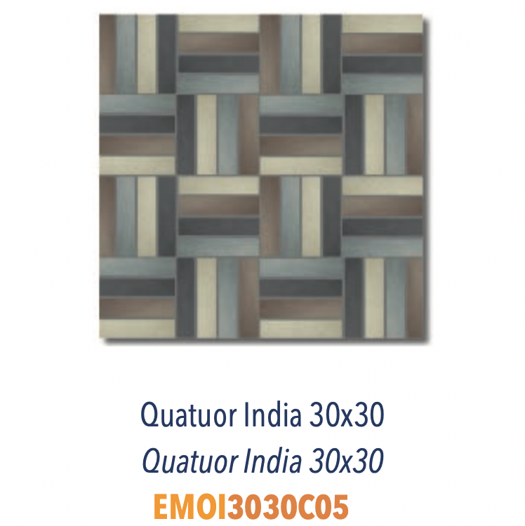 Mosaïque en grès cérame pleine masse très résistant et antidérapant pour usage sol et mur Quatre couleurs Quatuor India