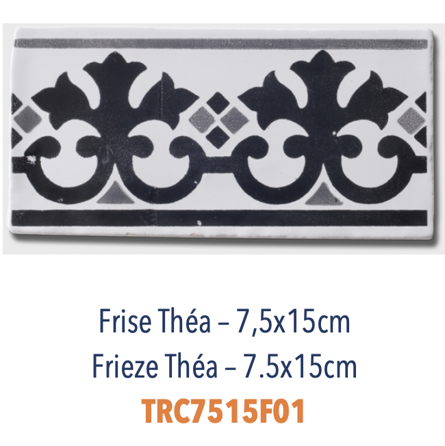 Carreau de faience émaillée sérigraphie à la main décor provencal typique Frise Théa