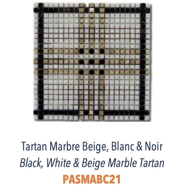 Mosaïques Marbre Noir, Blanc & Beige