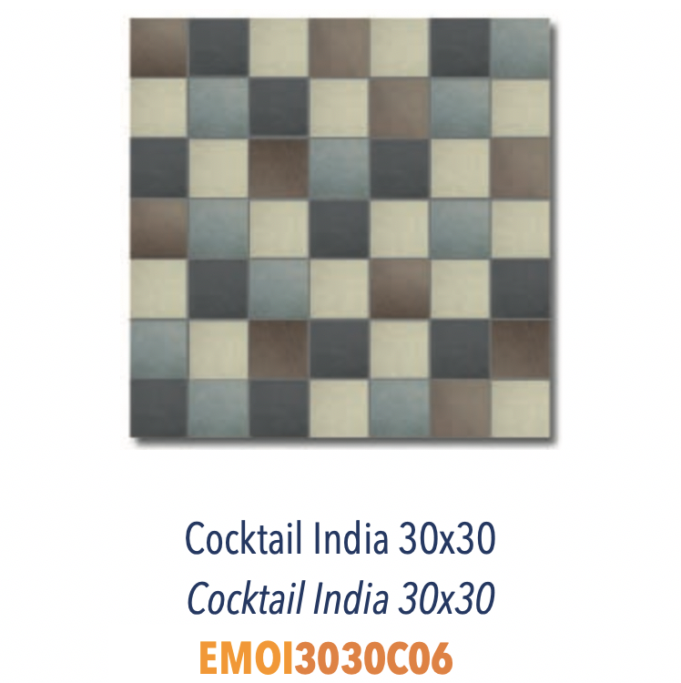 Mosaïque en grès cérame pleine masse très résistant et antidérapant pour usage sol et mur Carrés de de quatre couleurs Cocktail India