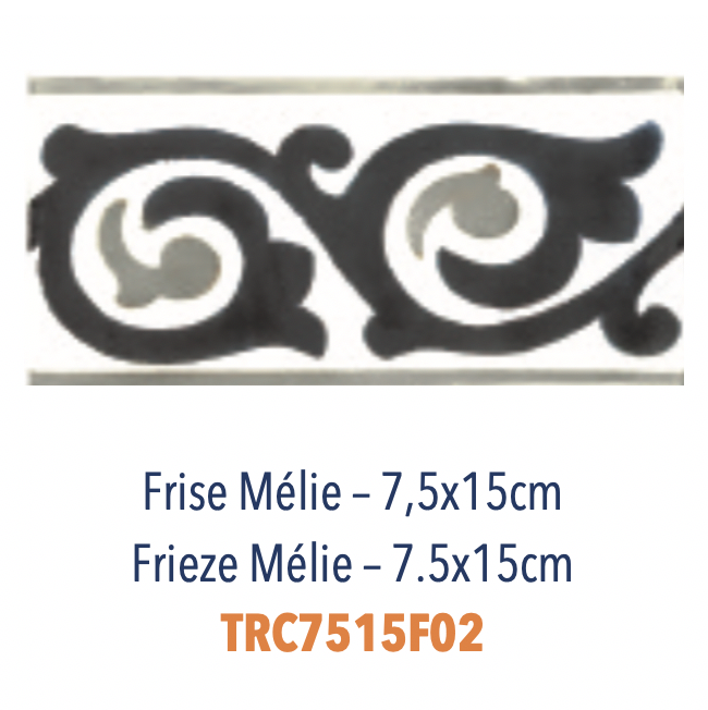 Carreau de faience émaillée sérigraphie à la main décor provencal typique Frise Mélie