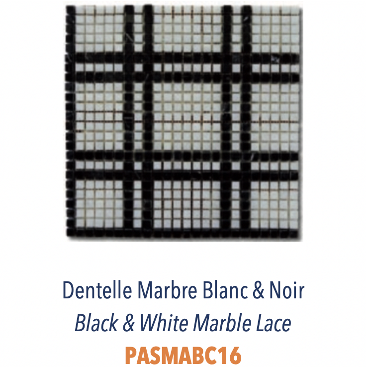 Mosaïques Marbre Noir, Blanc & Beige