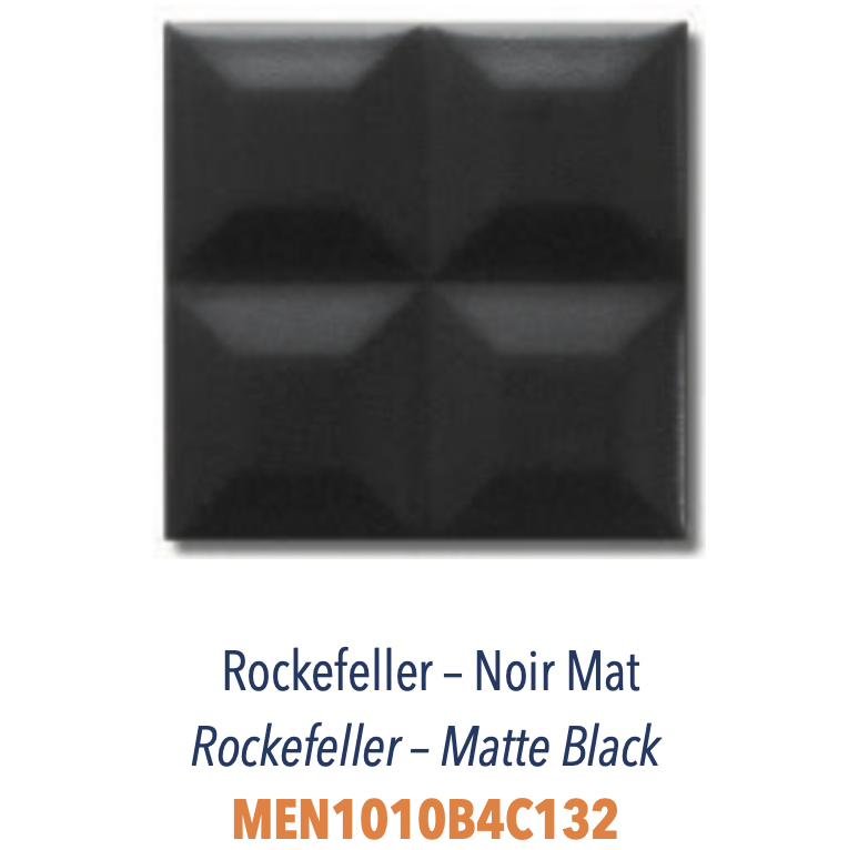 Carreau Rockfeller 3D avec 4 carreaux biseautés Noir Mat
