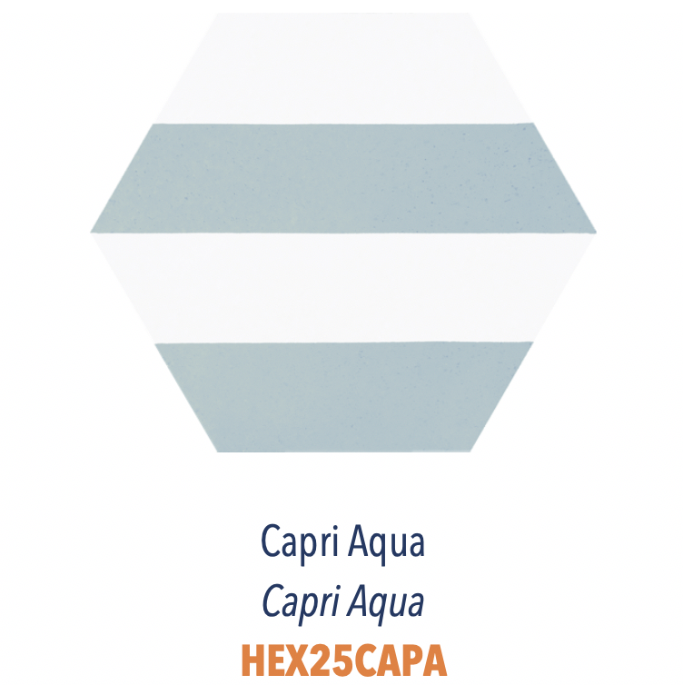 Carreau pour sol et mur forme hexagone en grès cérame facile d'entretien et pratique d'utilisation Capri Aqua