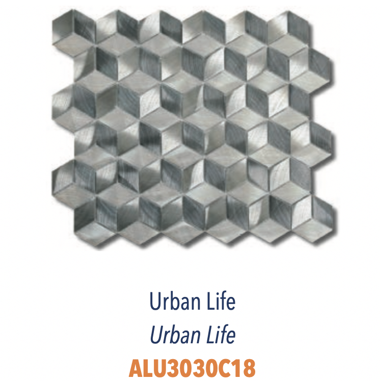 Mosaïque avec hexagones en aluminium brossé