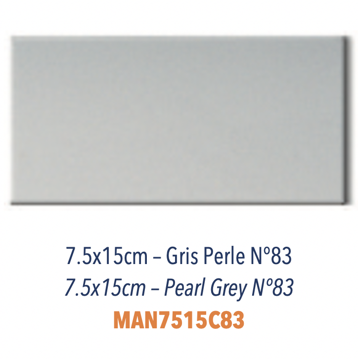 Carreau Céramique Plat 7,5 x 15 cm Gris Perle Brillant