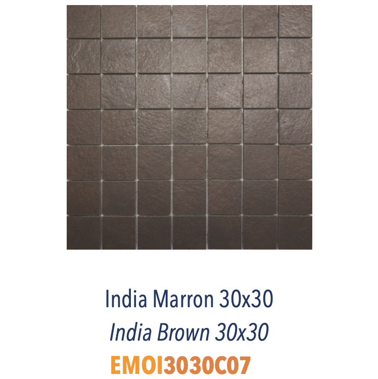 Mosaïque en grès cérame pleine masse très résistant et antidérapant pour usage sol et mur Carrés Marrons