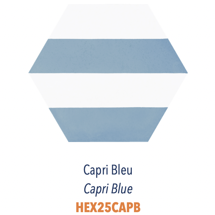 Carreau pour sol et mur forme hexagone en grès cérame facile d'entretien et pratique d'utilisation Capri Bleu