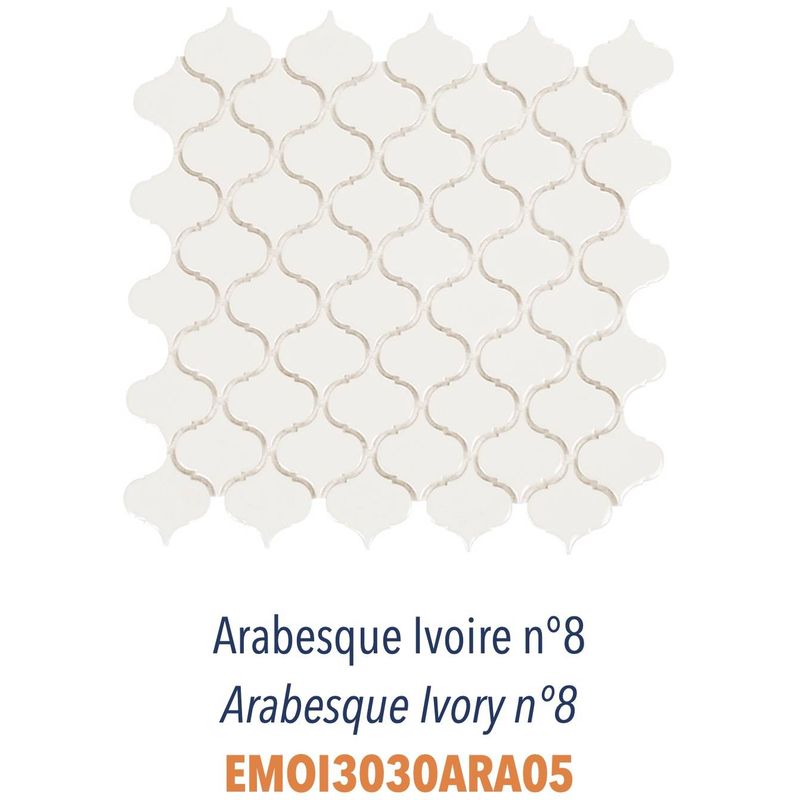 Mosaïque arabesque en grès cérame émaillé pour usage sur murs Ivoire