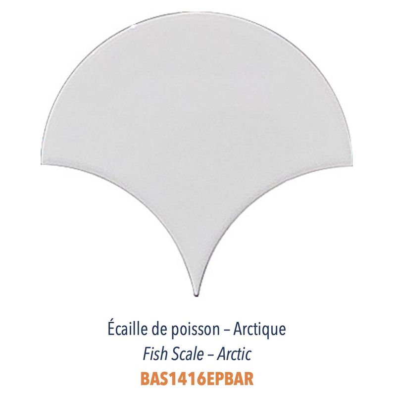 Ecaille de poisson Grand format faience émaillée Blanc Arctique