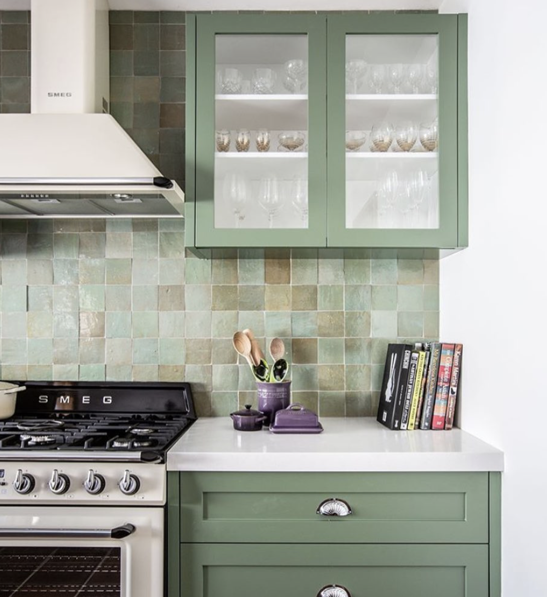 Crédence de Cuisine en Zellige Vert Pâle