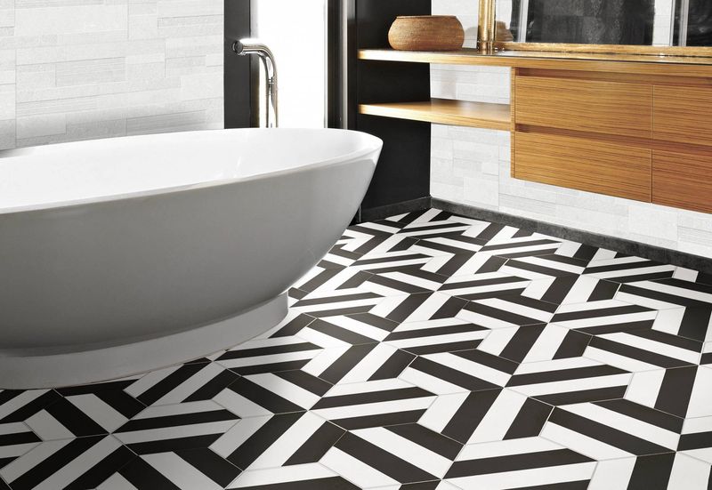 Sol de salle de bains en carreaux hexagones grès cérame Capri Black