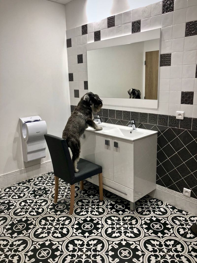 Salle de bains en carrelage Metro London Blanc et Décors 3D Gris