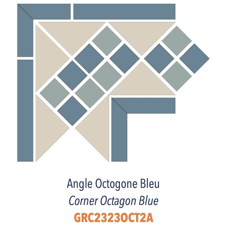 Angle Grès Cérame Pleine Masse Beige, Bleu et Vert