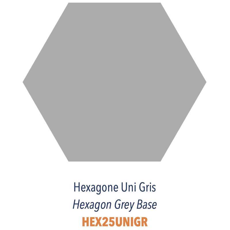 Carreau pour sol et mur forme hexagone en grès cérame facile d'entretien et pratique d'utilisation Uni Gris