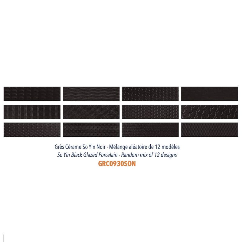 Patchwork de carreaux Ying Yang Noir en Grès cérame émaillé