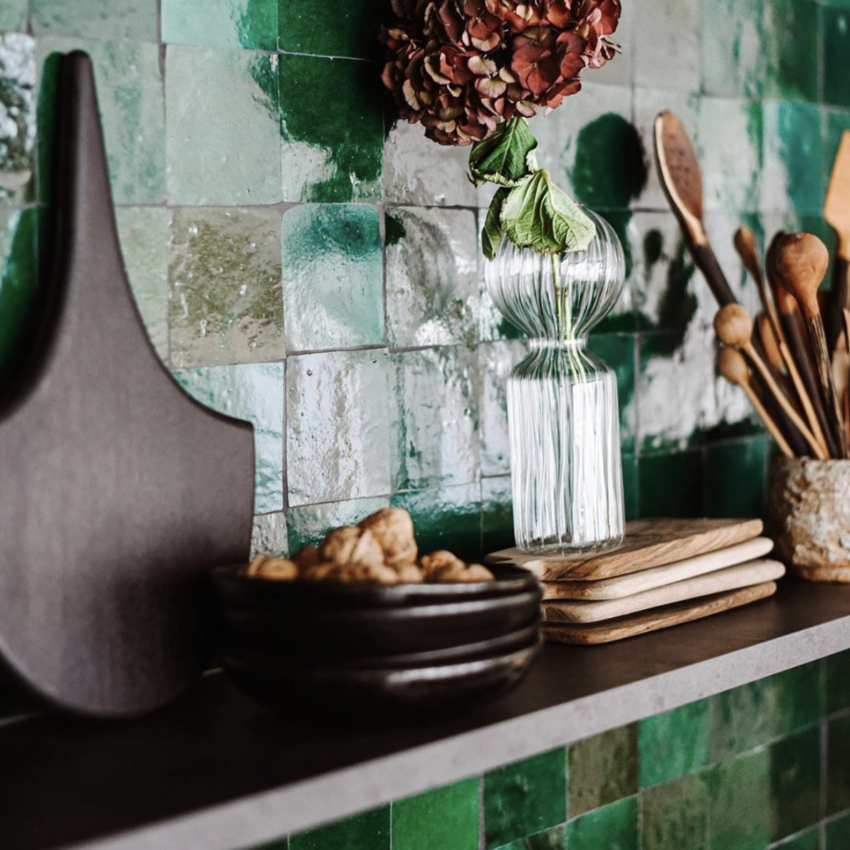 Crédence de Cuisine en Zellige Vert Emeraude