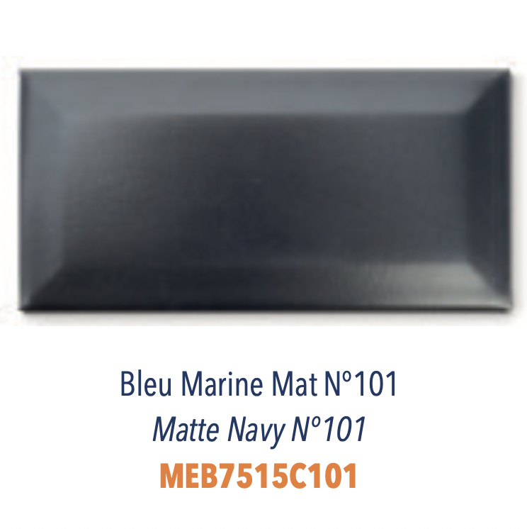 Carreau Metro Biseauté Bleu Marine Mat