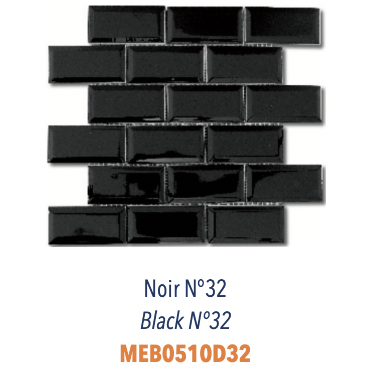Mosaïque Mini Carreaux Metro Biseautés Noir